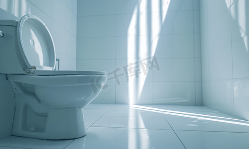 豪华墙壁摄影照片_白色马桶盖和干净的浴室