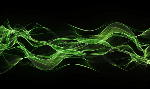 黑色背景上的绿色抽象声波