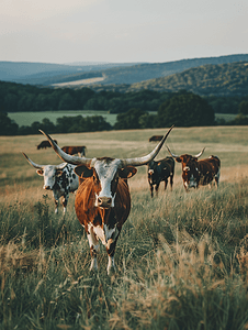 宾夕法尼亚州兰开斯特县的农场饲养着长角牛