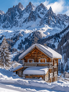 法国阿尔卑斯山的木屋