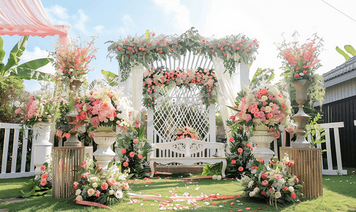 以户外为主题的婚礼花园装饰