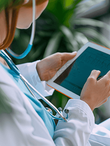 医疗保健 医学技术女医生护士与病人预约平板电脑