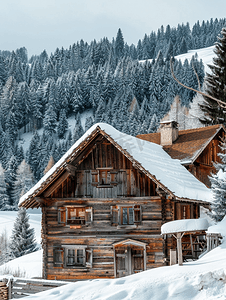 法国阿尔卑斯山的木屋