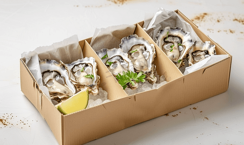 生牡蛎装在盒子里可以直接吃这就是海鲜