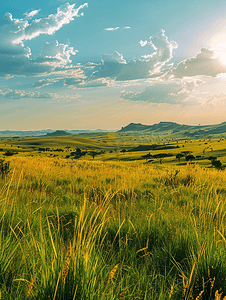 有丘陵和草原的非洲大草原