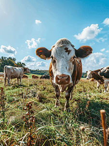 和牛摄影照片_宾夕法尼亚州田野中的农场牲畜和牛