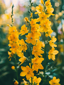 花园里的黄色飞燕草花