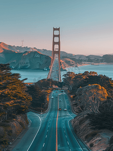 美国旧金山著名的金门大桥美丽的旧金山
