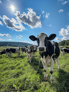 宾夕法尼亚州阿米什人农场的斑点牛