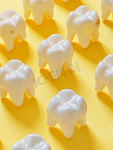 很多智齿有蛀牙黄色背景