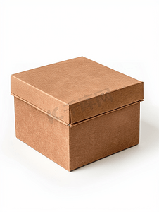 白色背景上孤立的样机棕色盒子