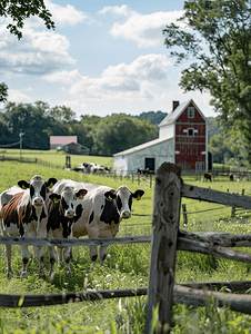 斑点红色摄影照片_宾夕法尼亚州阿米什人农场的斑点牛