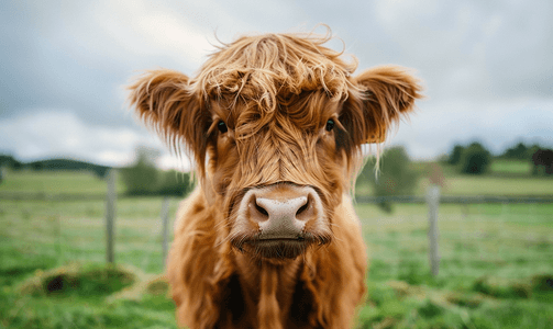红色小五角星摄影照片_宾夕法尼亚州兰开斯特县农场上的毛茸茸的奶牛