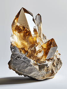 矿物岩石摄影照片_与晶体和金属包裹体隔离的岩石