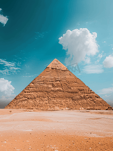 历史的摄影照片_埃及金字塔图为蓝天映衬下的埃及金字塔