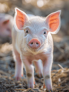 一只小猪背上的脸很可爱