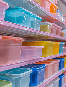 商店里的食品容器塑料盒食品储存罐塑料物品