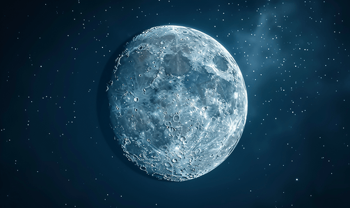 月亮夜晚背景摄影照片_夜晚月亮的时间流逝与复制空间半月与细节表面