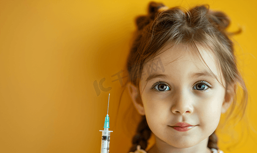 接种图片摄影照片_小女孩等待接种疫苗