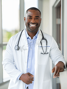 医疗保健 职业医学微笑的男医生穿着白色外套白色背景