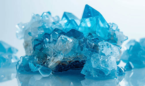 水晶石摄影照片_海蓝宝石蓝色水晶矿物石