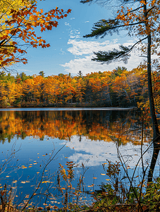 安全假期摄影照片_马萨诸塞州世界尽头公园美丽的秋叶