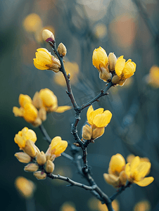 美丽的黄色榛松鸡花多年生球根植物