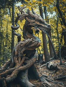 森林中断树形状像神话中的龙