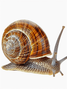 蜗牛小摄影照片_孤立在白色背景上的大螺旋蜗牛