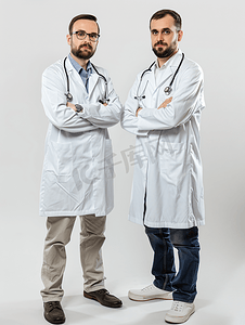医疗保健医疗两名医生听诊器两个带听诊器的医生