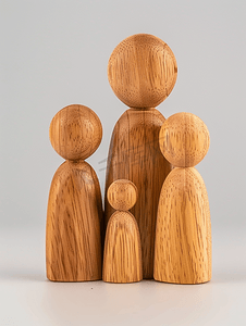 家庭成员的木制人物家庭关系象征幸福的家庭
