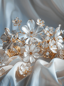 国潮白花摄影照片_皇冠上盛开着美丽的白花