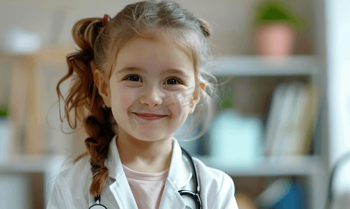 医疗放松快乐可爱的小女孩和医生