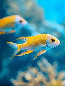 深红色蒙版摄影照片_水族馆里的海鱼鱼在水中游泳