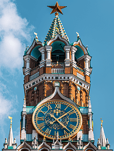 亚克力发光字摄影照片_莫斯科斯帕斯卡亚塔上的时钟图片