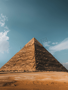 埃及建筑摄影照片_埃及金字塔图为蓝天映衬下的埃及金字塔