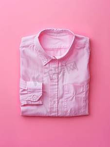 粉色棉质衬衫上的白色洗衣护理洗涤说明衣服标签