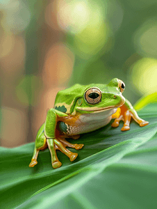 大绿叶上的树蛙