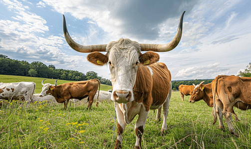 宾夕法尼亚州兰开斯特县农场的长角牛