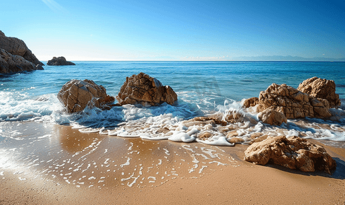 岩石和海洋海滩
