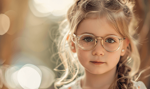 医生给小女孩配眼镜形象