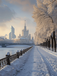 冬天莫斯科河的旅游照片