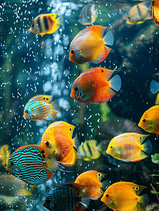 很棒的水族箱里面有水和鱼