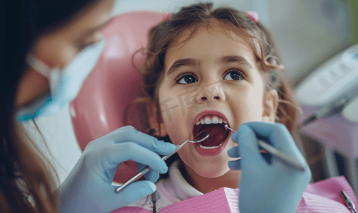 小女孩看牙医