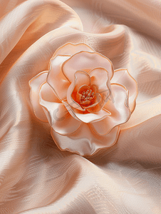 皮革和丝绸胸针的顶视图作为玫瑰花