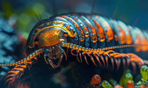 虫虫摄影照片_成年千足虫节肢动物
