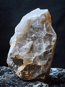 大理石表面摄影照片_深色背景中的原始大理石石材