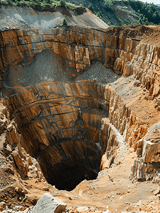 挖掘需求摄影照片_采矿形成的大洞是古朴而美丽的采矿业概念