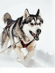 参加雪橇犬比赛的阿拉斯加雪橇犬