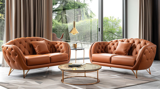 客厅沙发设计柔软皮革图片